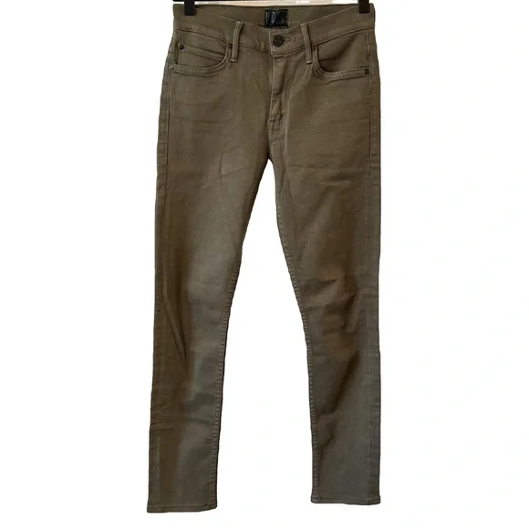 MOTHER Denim + Freja Limited Edition Skinny Jeans in Olive Green Wash - Picture 3 of 10